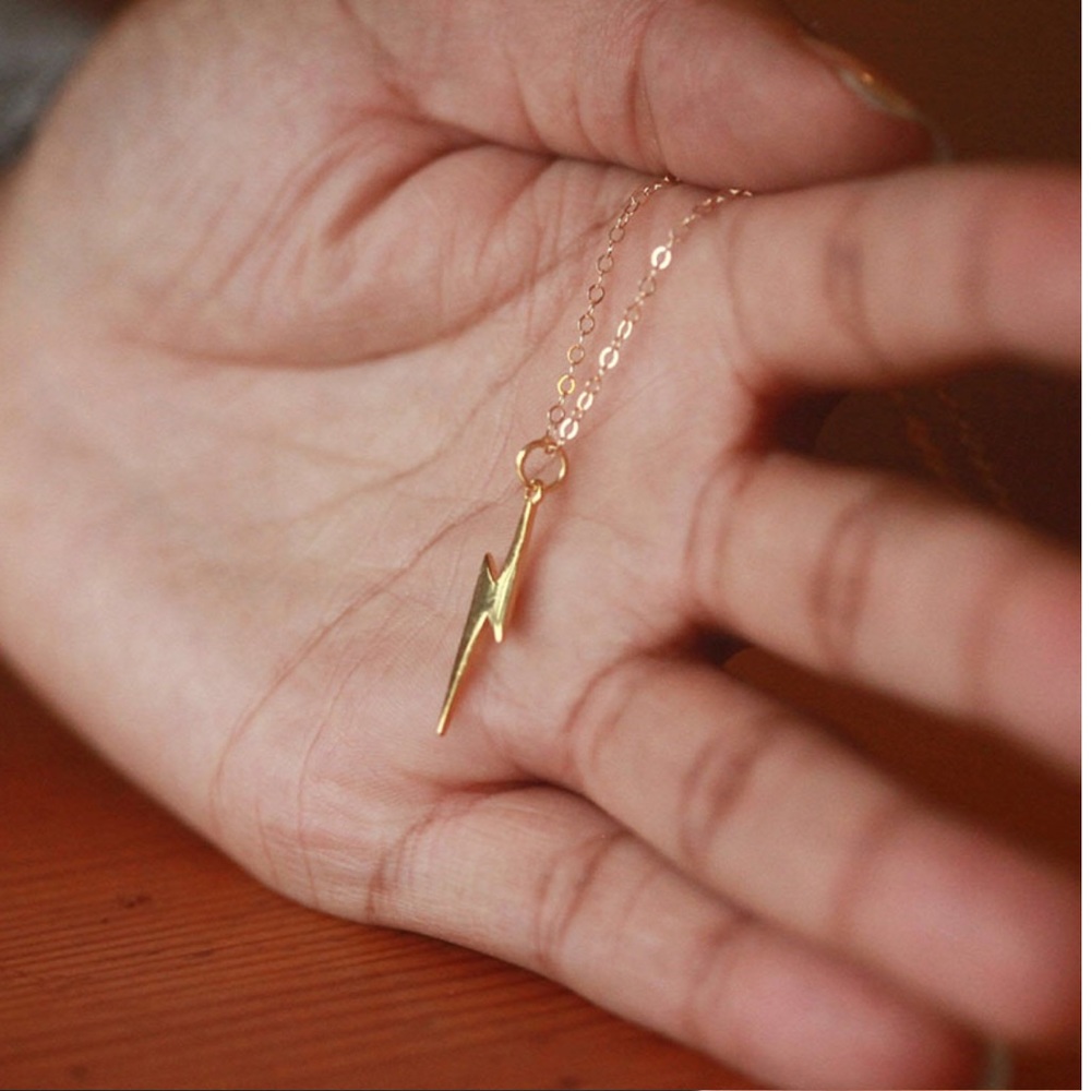 Gold Lightning Bolt Dainty Necklace